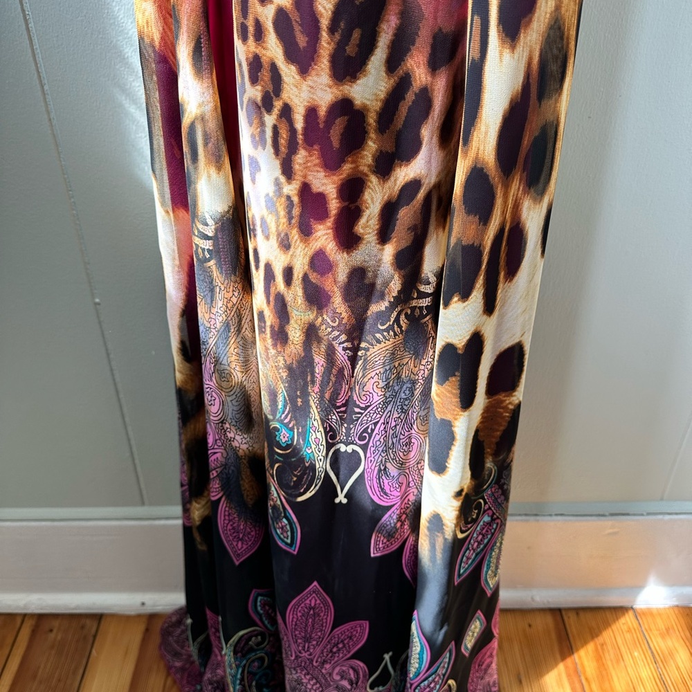 CeCe forever Pink Bodycon Cheetah Maxi Dress Plunge Neckline Open Back Dress - Picture 6 of 16